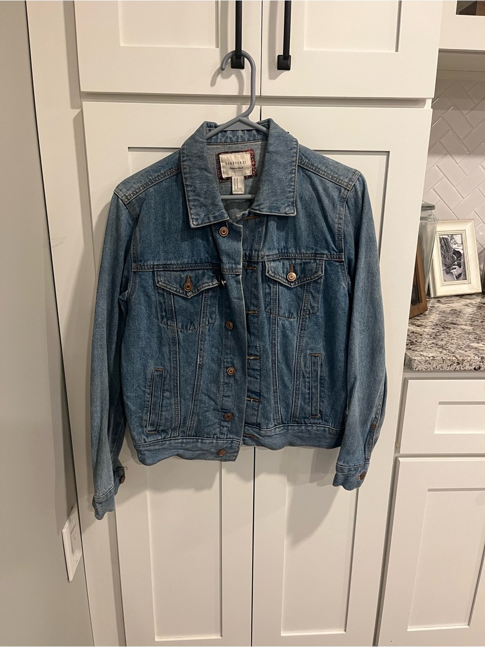 Forever 21 Light Blue Denim Jacket with Button Front